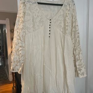 White Peasant Style Boho Dress NWT